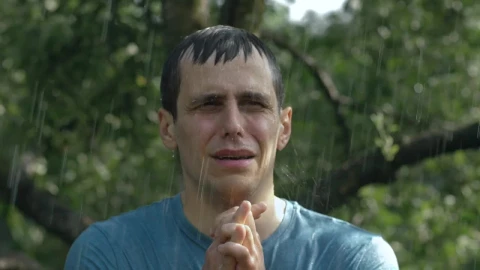 Stock Video Crying And Sad Man Prays In The Rain Live Wallpaper For PC - Free Live Wallpaper