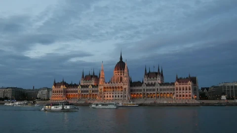 Stock Video Cruise Ships And Ferries With The Hungarian Parliament Building In Live Wallpaper For PC - Free Live Wallpaper