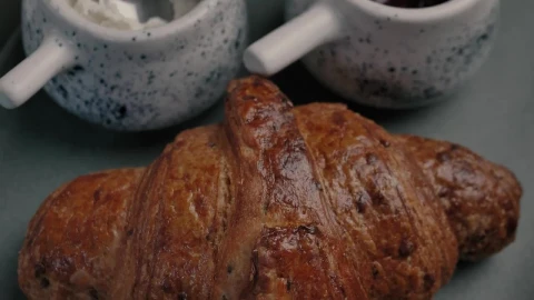Stock Video Croissant On A Gray Plate Live Wallpaper For PC - Free Live Wallpaper