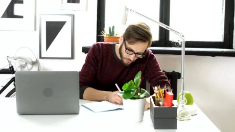Stock Video Creative Man Works On Web Design In Modern Office Live Wallpaper For PC - Free Live Wallpaper