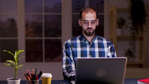 Stock Video Creative Man Thinking About Work Project At Desk Live Wallpaper For PC - Free Live Wallpaper