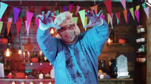 Stock Video Crazy Doctor Costume At Halloween Party Live Wallpaper For PC - Free Live Wallpaper