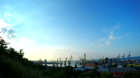 Stock Video Cranes Working On The Trading Port Live Wallpaper For PC - Free Live Wallpaper