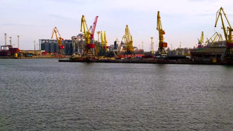Stock Video Cranes On Trading Port Time Lapse Live Wallpaper For PC - Free Live Wallpaper