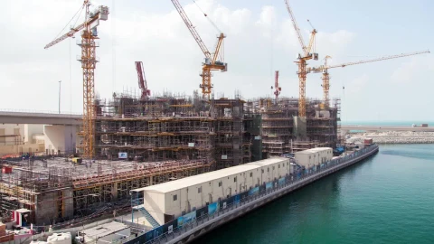 Stock Video Cranes Building On A Lake Shore Live Wallpaper For PC - Free Live Wallpaper