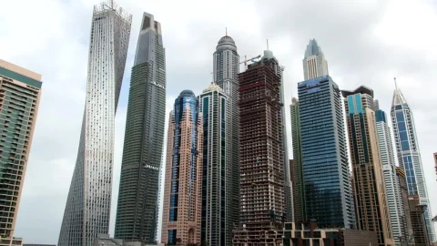 Stock Video Covered View Of Large Skyscrapers In A City Live Wallpaper For PC - Free Live Wallpaper