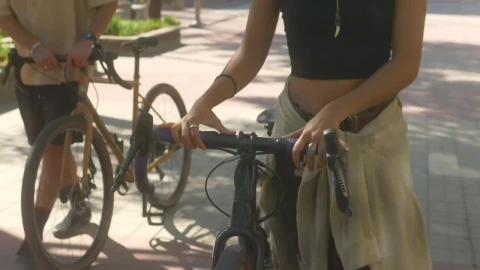 Stock Video Couple Walking With Bicycles Through A Sunny Park Live Wallpaper For PC - Free Live Wallpaper