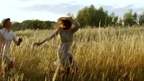 Stock Video Couple Take Romantic Run Through Country Field Live Wallpaper For PC - Free Live Wallpaper