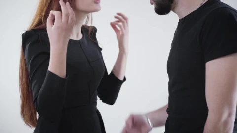 Stock Video Couple Quarrel With Hand Gestures On White Background Live Wallpaper For PC - Free Live Wallpaper