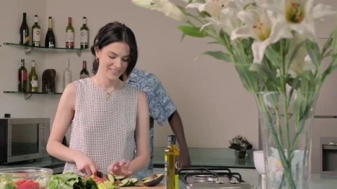 Stock Video Couple Preparing Salad At Home Live Wallpaper For PC - Free Live Wallpaper