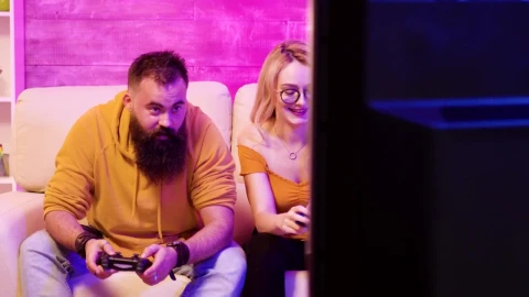 Stock Video Couple Playing Video Games Together Live Wallpaper For PC - Free Live Wallpaper