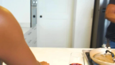 Stock Video Couple Playing Catch To Mouth Food While Cooking Live Wallpaper For PC - Free Live Wallpaper