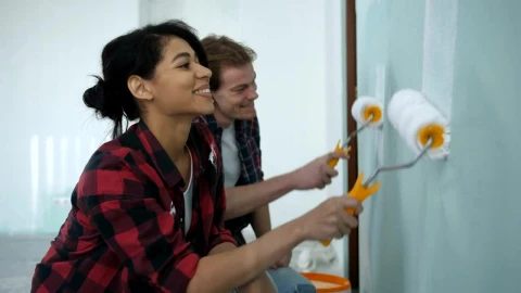 Stock Video Couple Painting A Room At Home Live Wallpaper For PC - Free Live Wallpaper