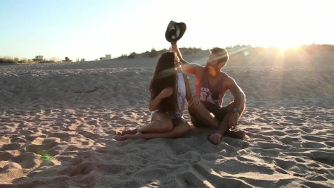 Stock Video Couple On The Beach During Sunset Live Wallpaper For PC - Free Live Wallpaper