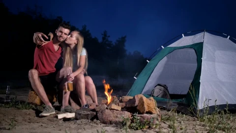 Stock Video Couple Kissing By The Campfire Live Wallpaper For PC - Free Live Wallpaper