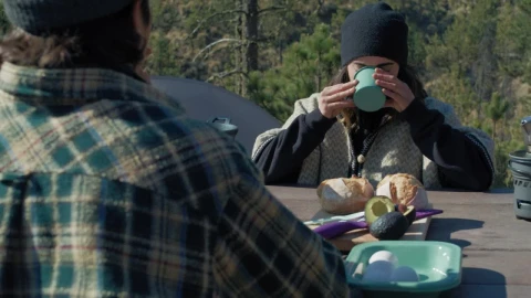 Stock Video Couple Having Breakfast In A Campsite Live Wallpaper For PC - Free Live Wallpaper
