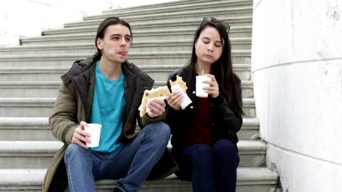 Stock Video Couple Having A Chat Over Lunch Live Wallpaper For PC - Free Live Wallpaper