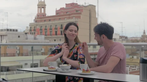 Stock Video Couple Eating In A City Cafe Live Wallpaper For PC - Free Live Wallpaper