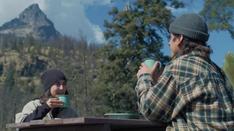 Stock Video Couple Drinking Coffee Outdoors Live Wallpaper For PC - Free Live Wallpaper