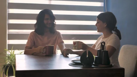 Stock Video Couple Drinking Coffee In Their Home Live Wallpaper For PC - Free Live Wallpaper