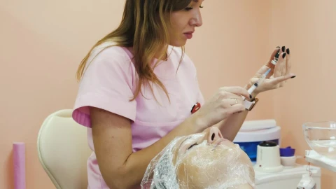 Stock Video Cosmetician Picking Up Medication Into Syringe Live Wallpaper For PC - Free Live Wallpaper