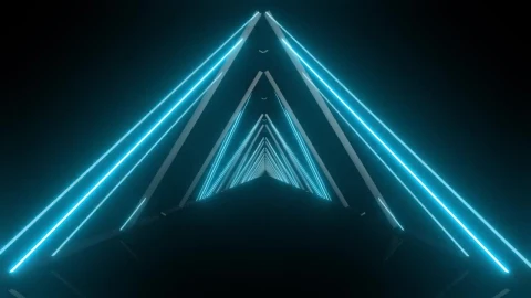 Stock Video Corridor With Triangular Roof With Neon Lights Live Wallpaper For PC - Free Live Wallpaper
