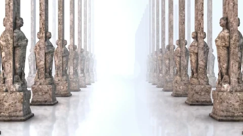 Stock Video Corridor With Pillars And Human Statues Live Wallpaper For PC - Free Live Wallpaper