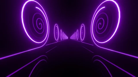 Stock Video Corridor Walls With Spirals Of Purple Neon Lights Live Wallpaper For PC - Free Live Wallpaper
