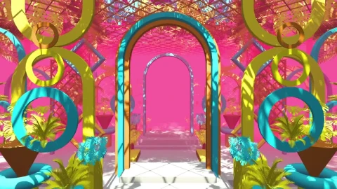 Stock Video Corridor With Arches And Colored Figures D Live Wallpaper For PC - Free Live Wallpaper