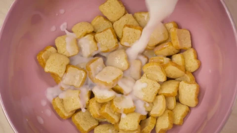Stock Video Corn Flakes Cereal Texture In Bowl With Milk Live Wallpaper For PC - Free Live Wallpaper