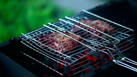 Stock Video Cooking Meat In The Grill Close Up Live Wallpaper For PC - Free Live Wallpaper