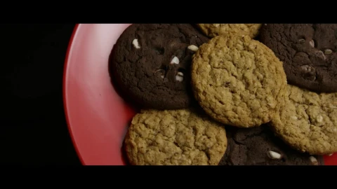 Stock Video Cookies On A Red Plate Rotating Live Wallpaper For PC - Free Live Wallpaper