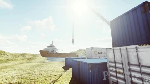 Stock Video Containers Near A Crane And A Cargo Ship Live Wallpaper For PC - Free Live Wallpaper