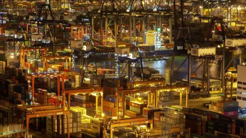 Stock Video Containerport Working And Illuminated At Night Live Wallpaper For PC - Free Live Wallpaper