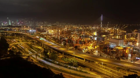Stock Video Containerport In Hong Kong And Overpass Live Wallpaper For PC - Free Live Wallpaper