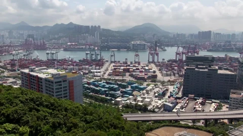 Stock Video Container Terminal And Port In Hong Kong Live Wallpaper For PC - Free Live Wallpaper
