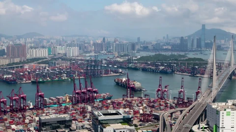 Stock Video Container Port And Hong Kong Cityscape Live Wallpaper For PC - Free Live Wallpaper