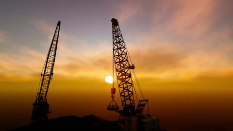 Stock Video Construction Cranes In Front Of The Sunset Live Wallpaper For PC - Free Live Wallpaper