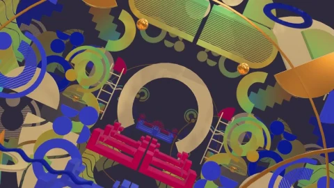Stock Video Colorful D Geometric Shapes Floating And Rotating Live Wallpaper For PC - Free Live Wallpaper