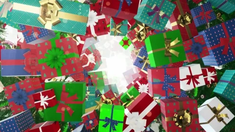 Stock Video Colorful Christmas Gift Boxes Floating Live Wallpaper For PC - Free Live Wallpaper