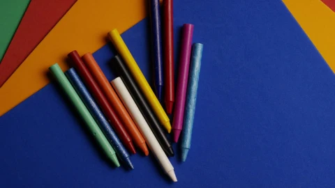 Stock Video Colorful Composition Of Paper And Crayons Live Wallpaper For PC - Free Live Wallpaper
