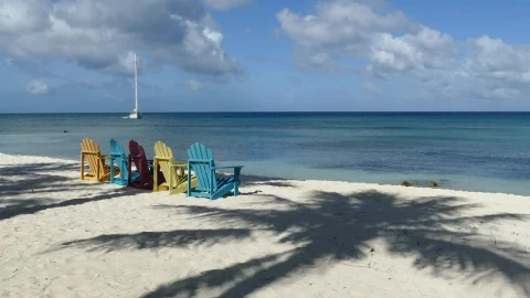 Stock Video Colorful Chairs In Front Of The Ocean Live Wallpaper For PC - Free Live Wallpaper
