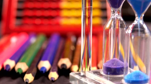 Stock Video Colored Hourglasses And School Supplies Live Wallpaper For PC - Free Live Wallpaper