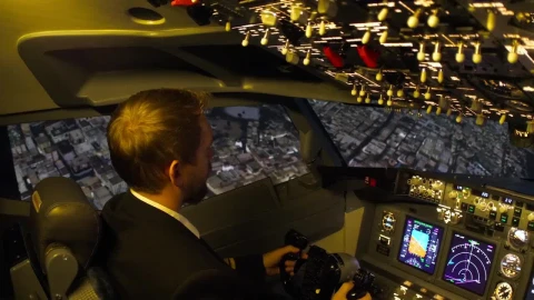 Stock Video Cockpit View Of The Pilot Flying Above The City Live Wallpaper For PC - Free Live Wallpaper