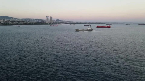Stock Video Coastal Sea Packed With Cargo Ships From Above Live Wallpaper For PC - Free Live Wallpaper