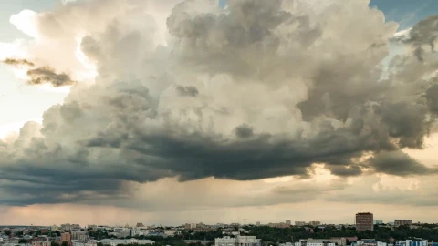 Stock Video Cloudy Sky Before A Storm A Little City Live Wallpaper For PC - Free Live Wallpaper