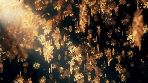 Stock Video Falling Golden Snowflakes With Black Background Live Wallpaper For PC - Free Live Wallpaper