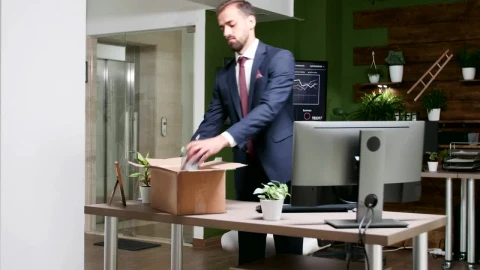 Stock Video Failed Man Cleans Out Desk After Losing Job Live Wallpaper For PC - Free Live Wallpaper