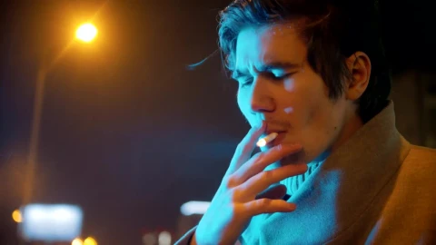 Stock Video Face Of A Young Man Smoking On A Rainy Night Live Wallpaper For PC - Free Live Wallpaper