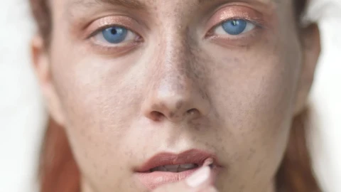 Stock Video Face Of A Woman Putting On Lip Makeup Live Wallpaper For PC - Free Live Wallpaper